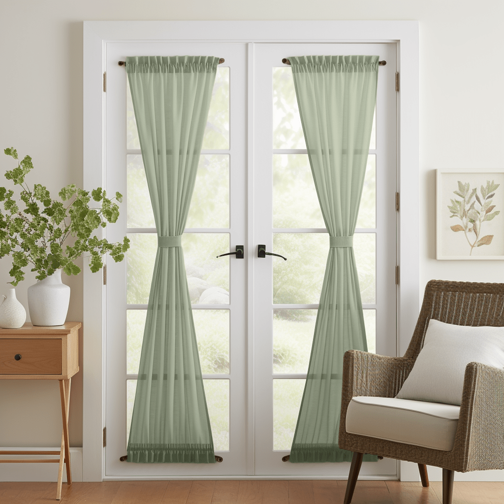 Sage Green Linen French Door Curtain