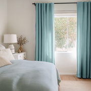 Aquamarine Light Blue Bedroom Linen Curtains - Cotton Lined