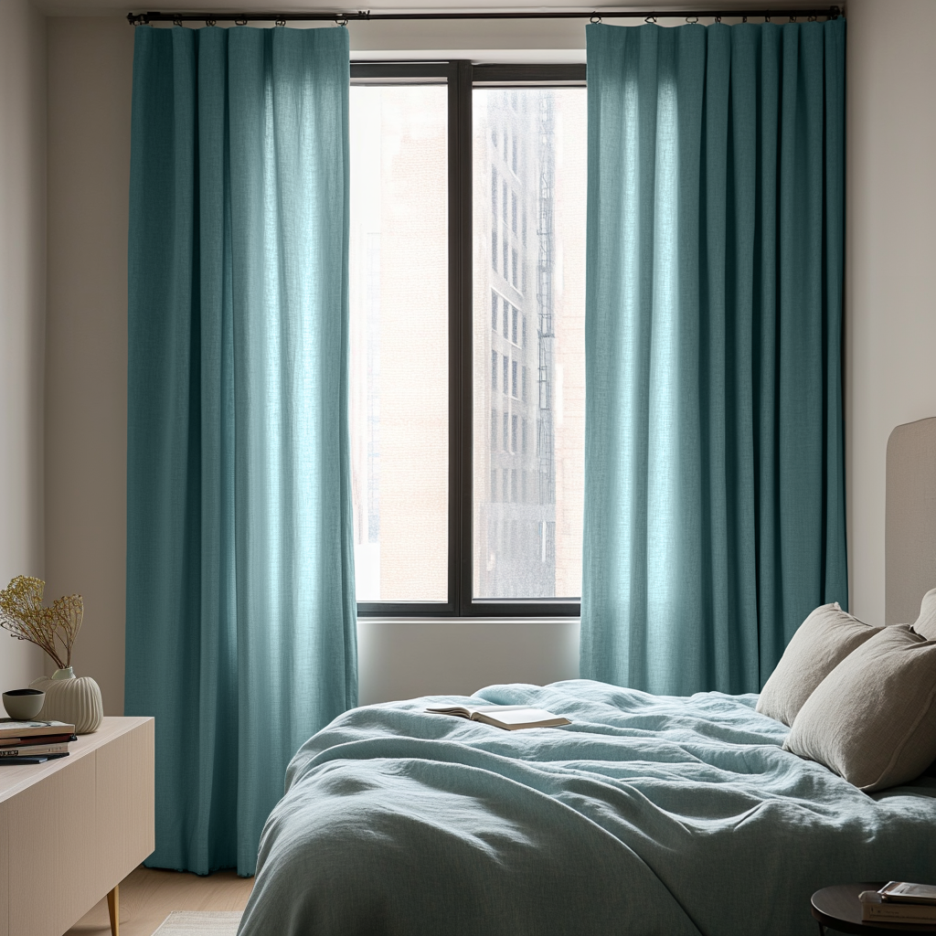 Aquamarine Light Blue Bedroom Curtains