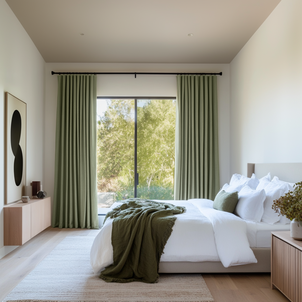 Asparagus Green Bedroom Curtains