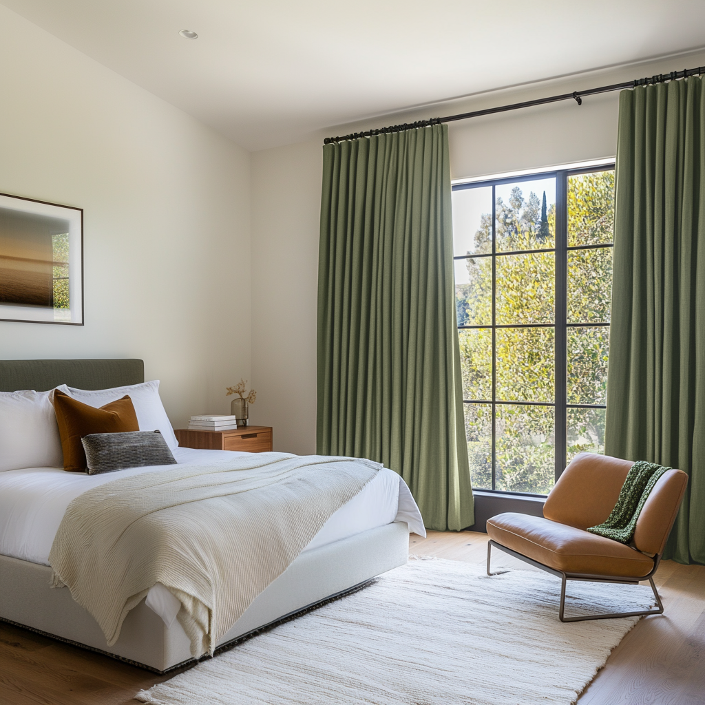 Asparagus Green Bedroom Curtains