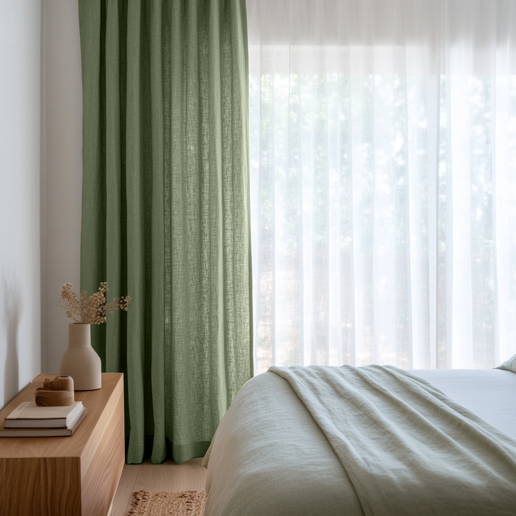 Asparagus Green Bedroom Curtains