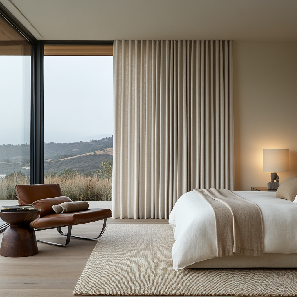 Natural Beige Bedroom Blackout Curtains