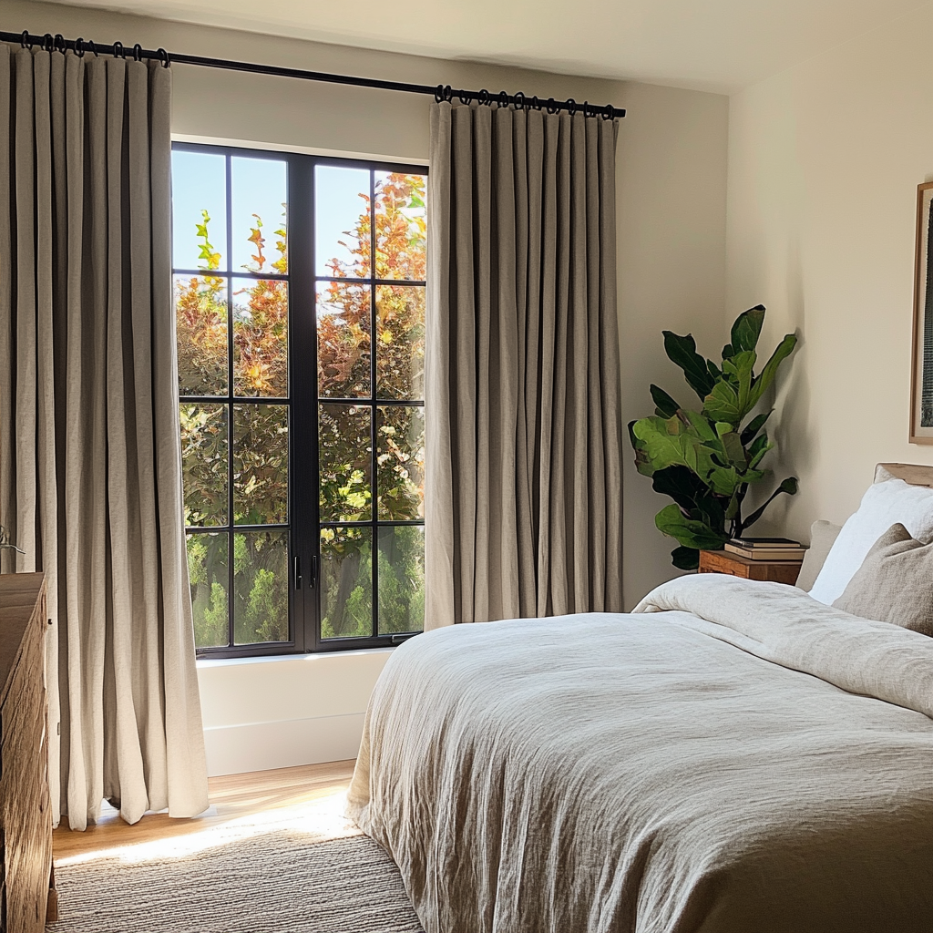 Natural Beige Bedroom Blackout Curtains