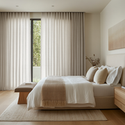 Natural Beige Bedroom Curtains - Unlined