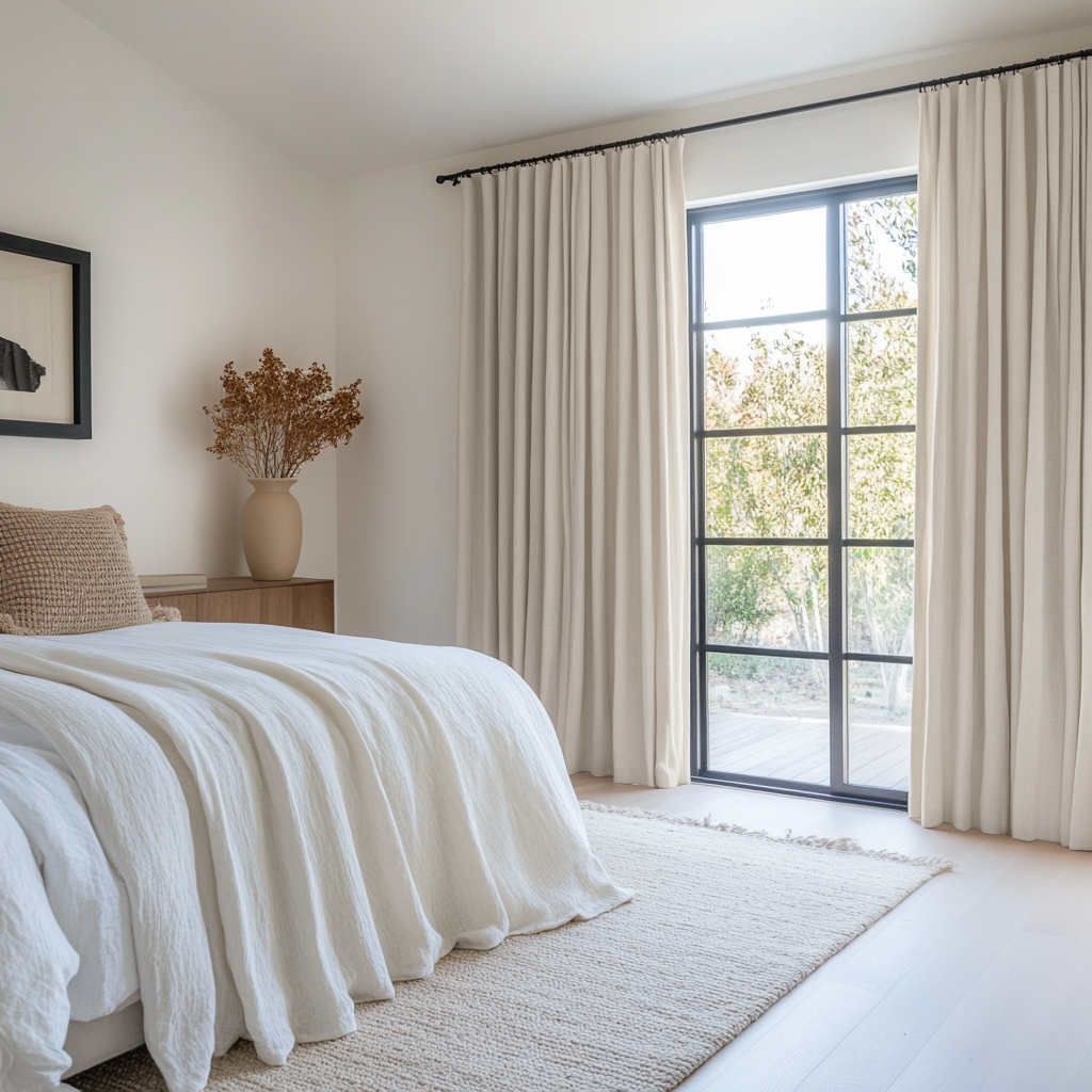 Ecru Beige Bedroom Curtains