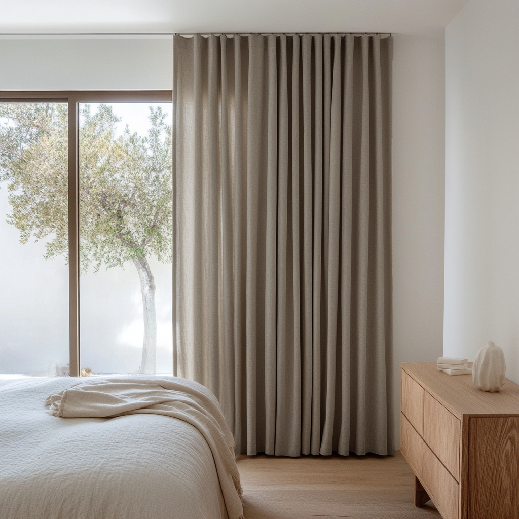 Natural Beige Bedroom Curtain - Heavyweight Linen