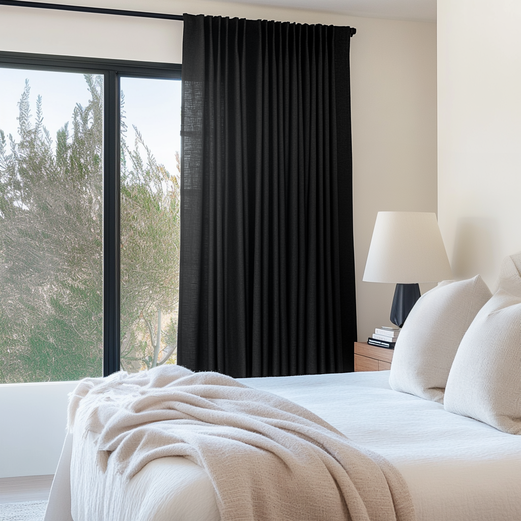 Black Bedroom Curtains - Unlined