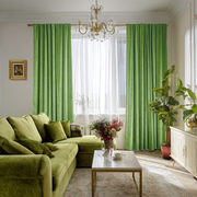 Light Green Velvet Blackout Back Tab Curtain