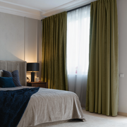 Olive Green Velvet Blackout Back Tab Curtain