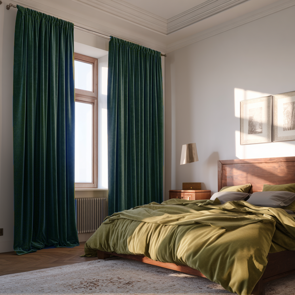 Hunter Green Velvet Blackout Rod Pocket Curtain