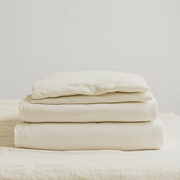 Cream Washed Linen Extra Deep Fitted Sheet Set