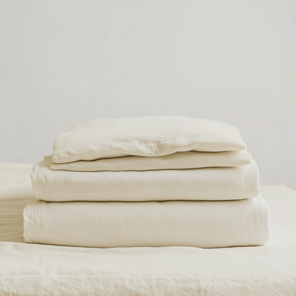 Cream Washed Linen Extra Deep Fitted Sheet Set