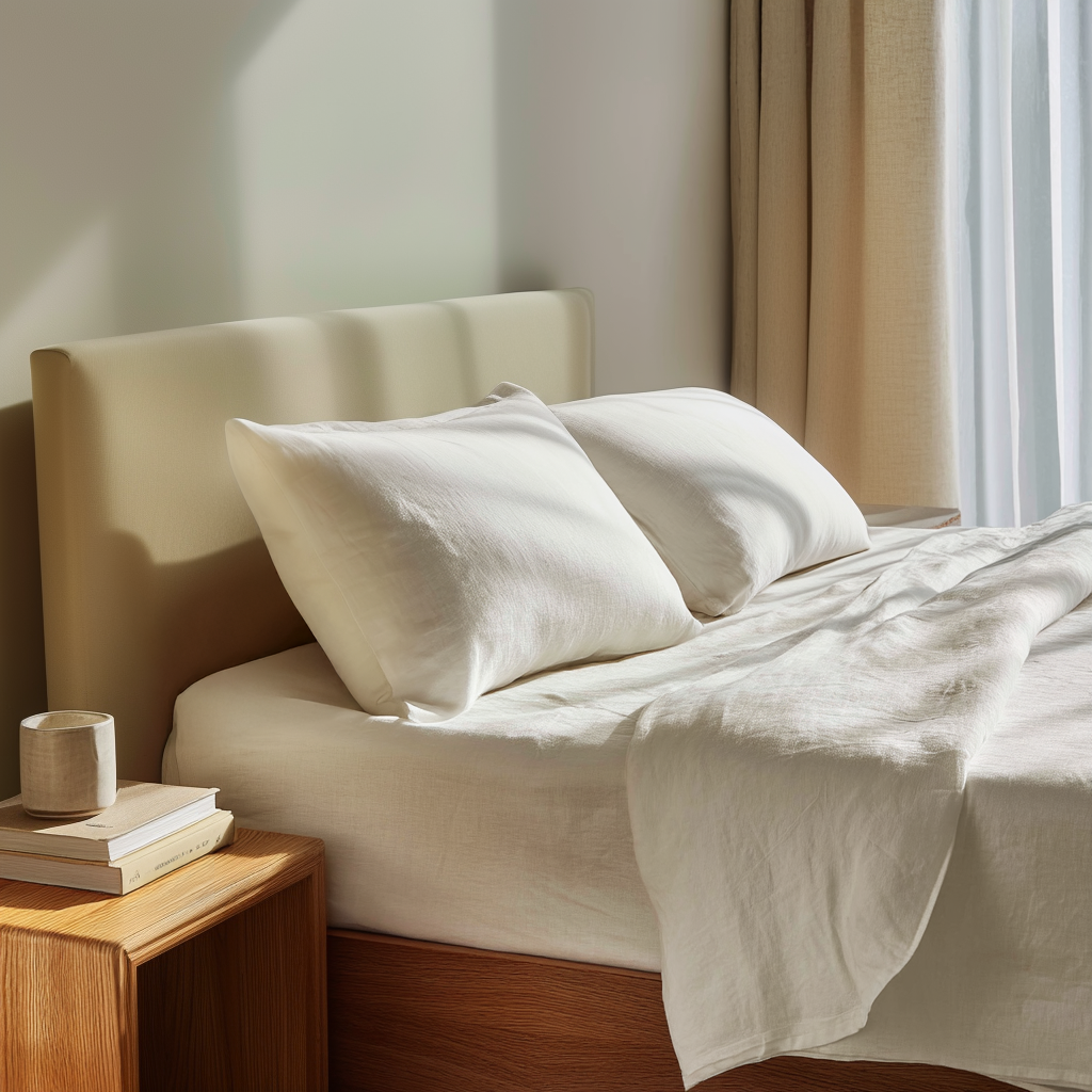 Cream Washed Linen Extra Deep Pocket Fitted Sheet Set