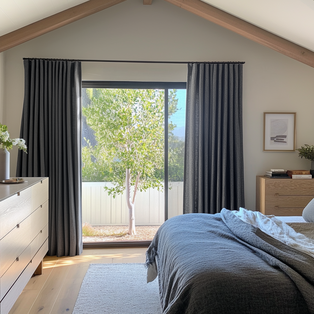 Dim Soft Grey Bedroom Curtains