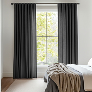 Dim Grey Linen Bedroom Curtains - Unlined