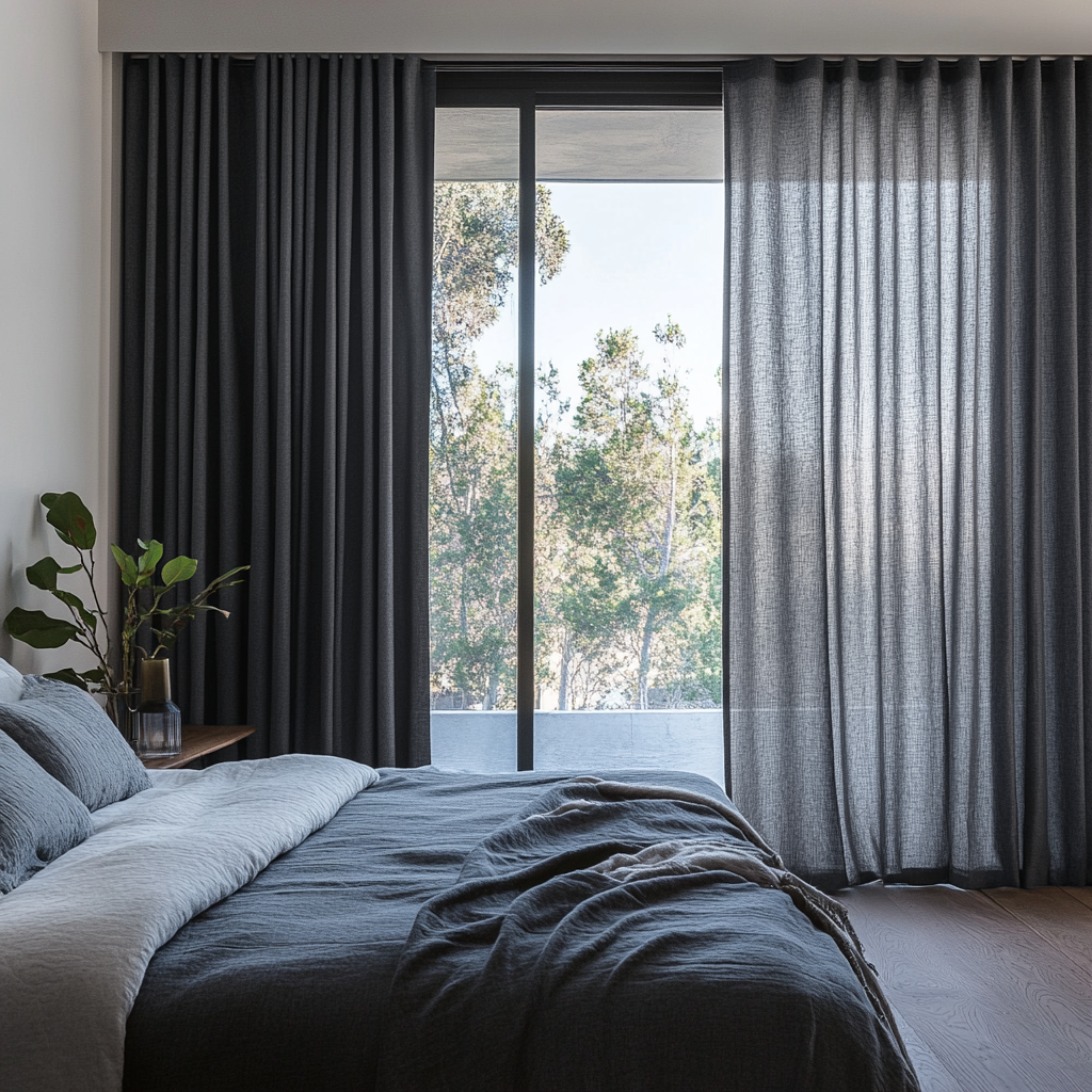 Dim Soft Grey Bedroom Curtains