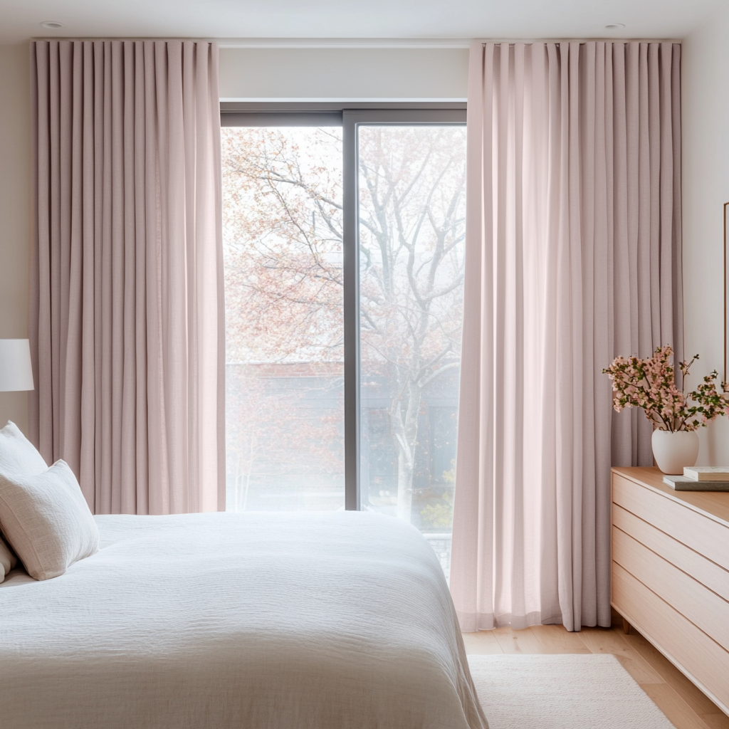 Dusty Pink Bedroom Curtains - S-Fold Muted Pink Linen Curtain Panel ...
