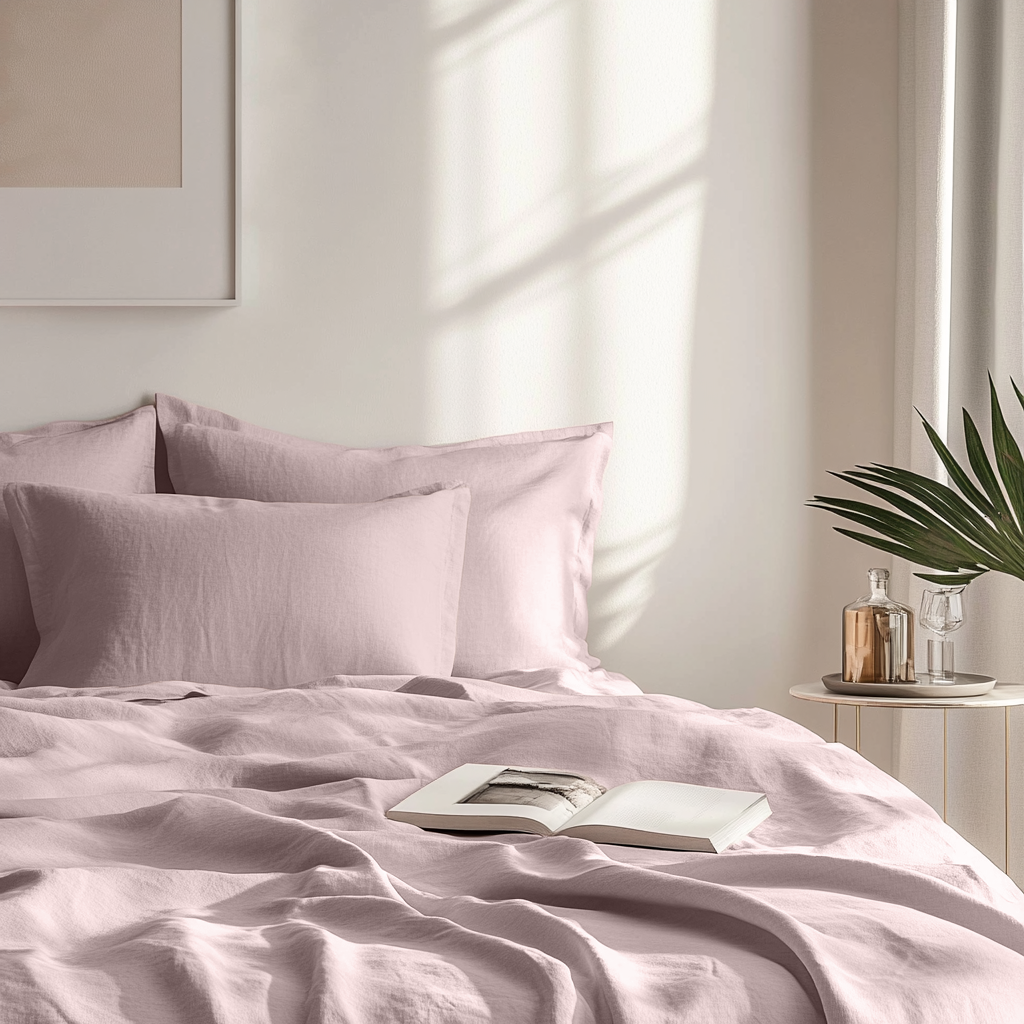 Dusty Pink Washed Linen Flat Sheet