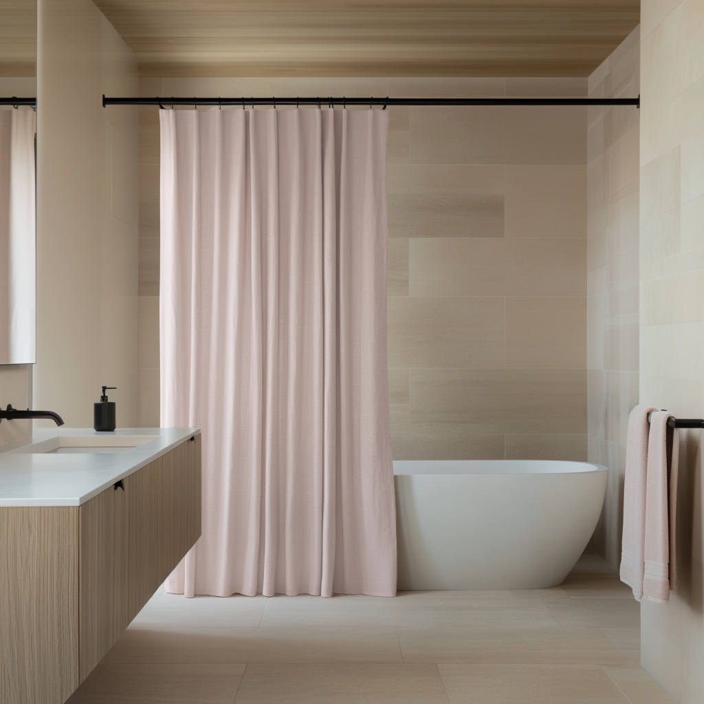 Dusty Pink Linen Shower Curtain