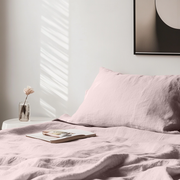 Dusty Pink Washed Linen Flat Sheet