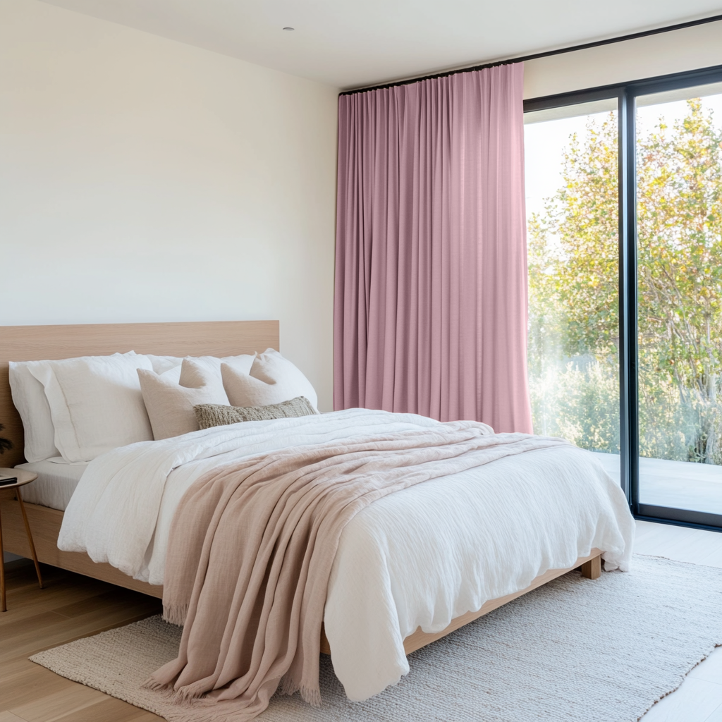Dusty Rose Bedroom Curtains - Cotton Lined