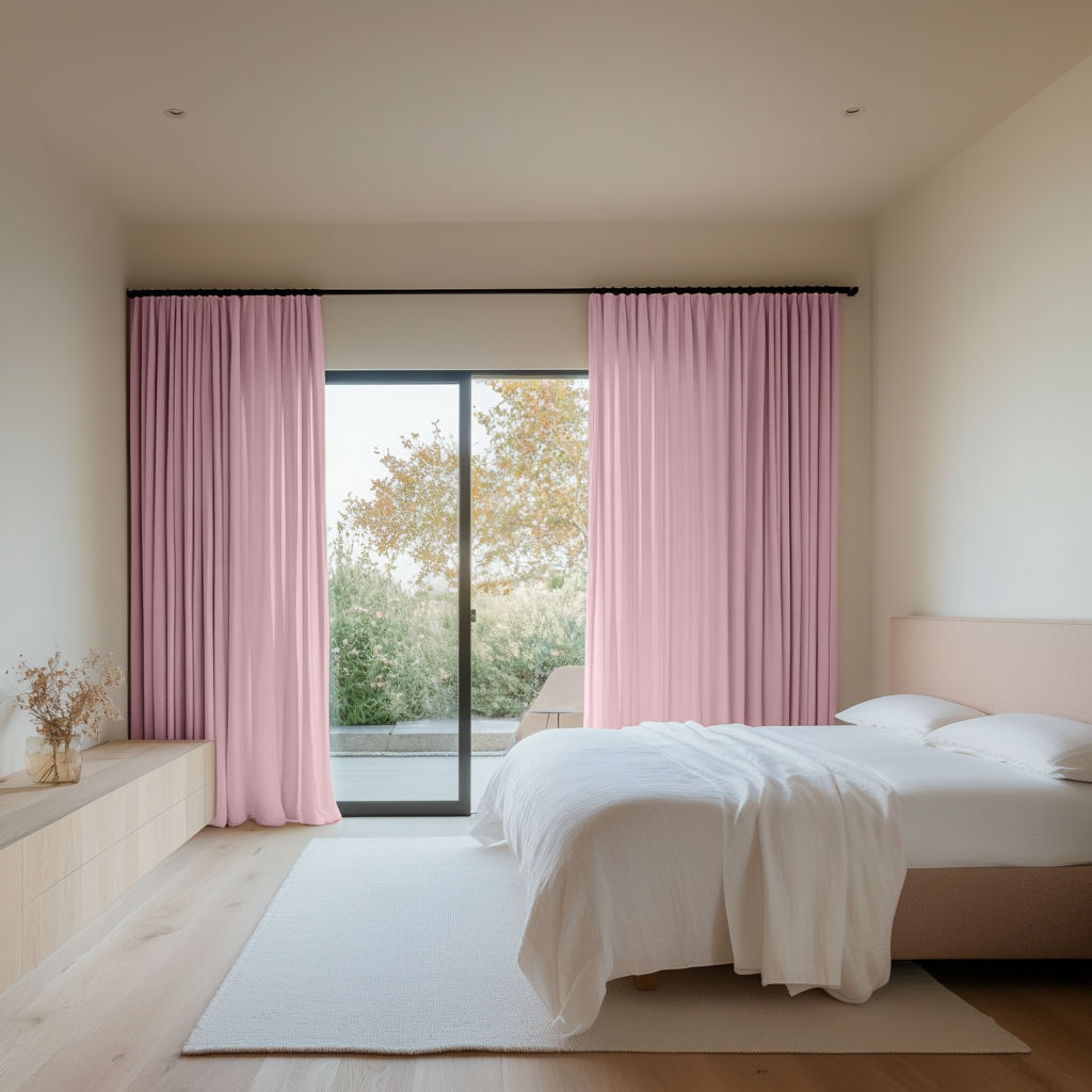 Dusty Rose Bedroom Curtains Cotton Lined