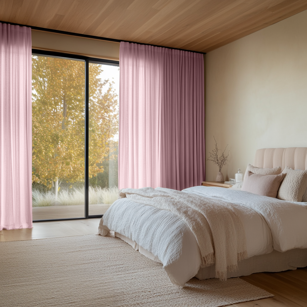 Dusty Rose Bedroom Curtains - Unlined