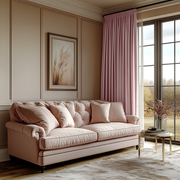 Dusty Rose Pencil Pleat Cotton Lined Linen Curtain