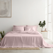 Dusty Pink Washed Linen Flat Sheet