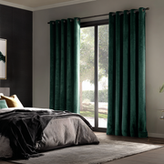 Hunter Green Velvet Blackout Eyelet Curtain