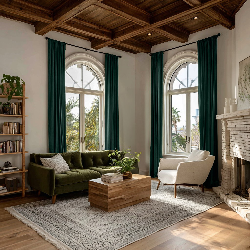 Hunter Green Velvet Blackout Rod Pocket Curtain