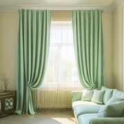 Lime Green Velvet Blackout Back Tab Curtain