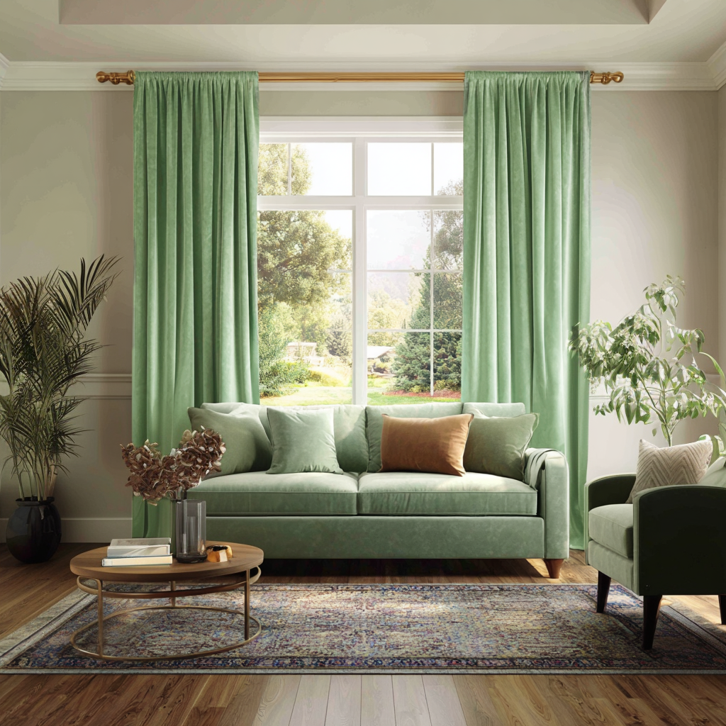 Lime Green Velvet Blackout Rod Pocket Curtain