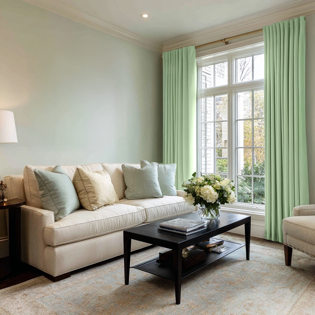 Lime Green Velvet Blackout Back Tab Curtain