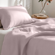 Dusty Pink Washed Linen Flat Sheet