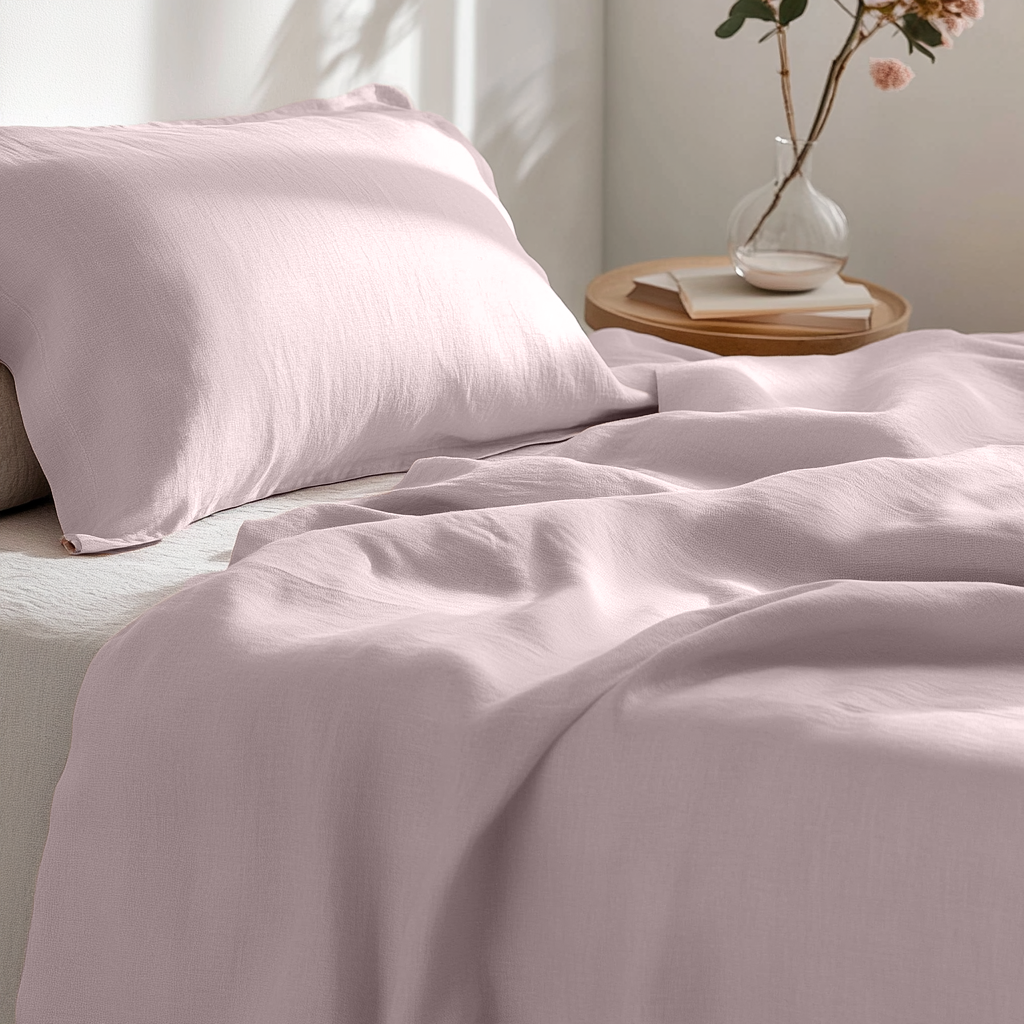 Dusty Pink Washed Linen Flat Sheet