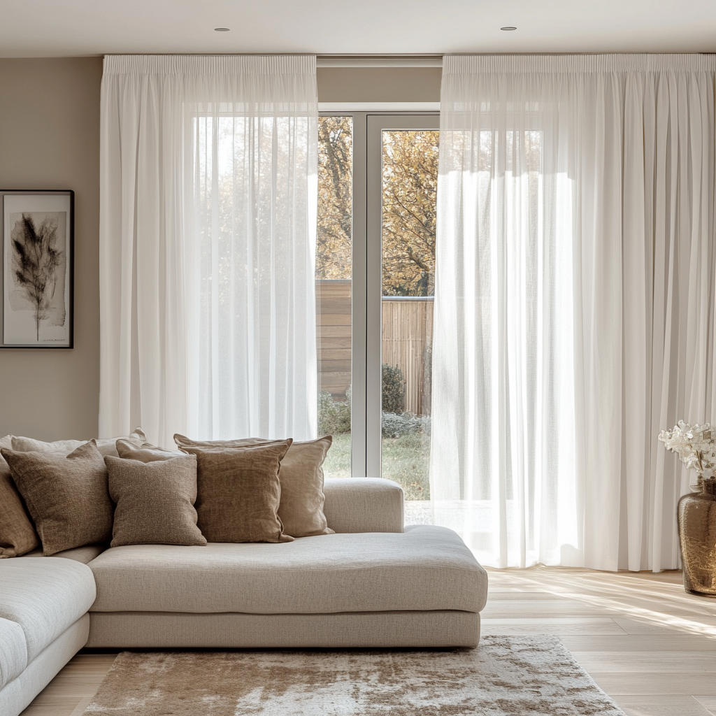 White Pencil Pleat Sheer Linen Curtains