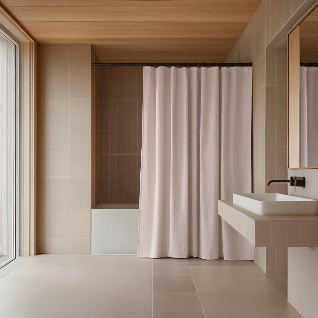 Dusty Pink Linen Shower Curtain