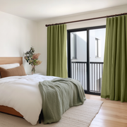 Moss Earthy Green Bedroom Curtains - Cotton Lined