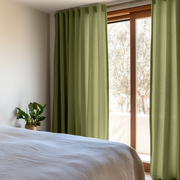Moss Earthy Green Bedroom Curtains - Unlined
