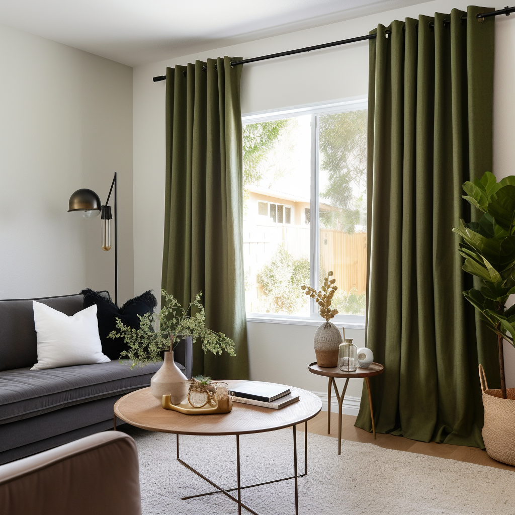 Green Thermal Insulated Total Blockout Eyelet Linen Curtain, Colour: Moss Green