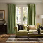Moss Green Velvet Blackout Back Tab Curtain