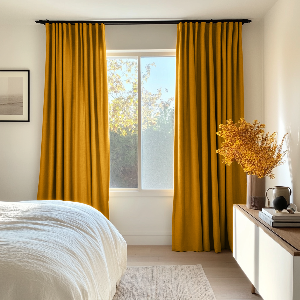 Mustard Yellow Bedroom Blackout Curtains
