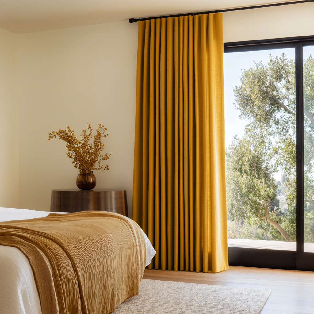 Mustard Yellow Bedroom Blackout Curtains