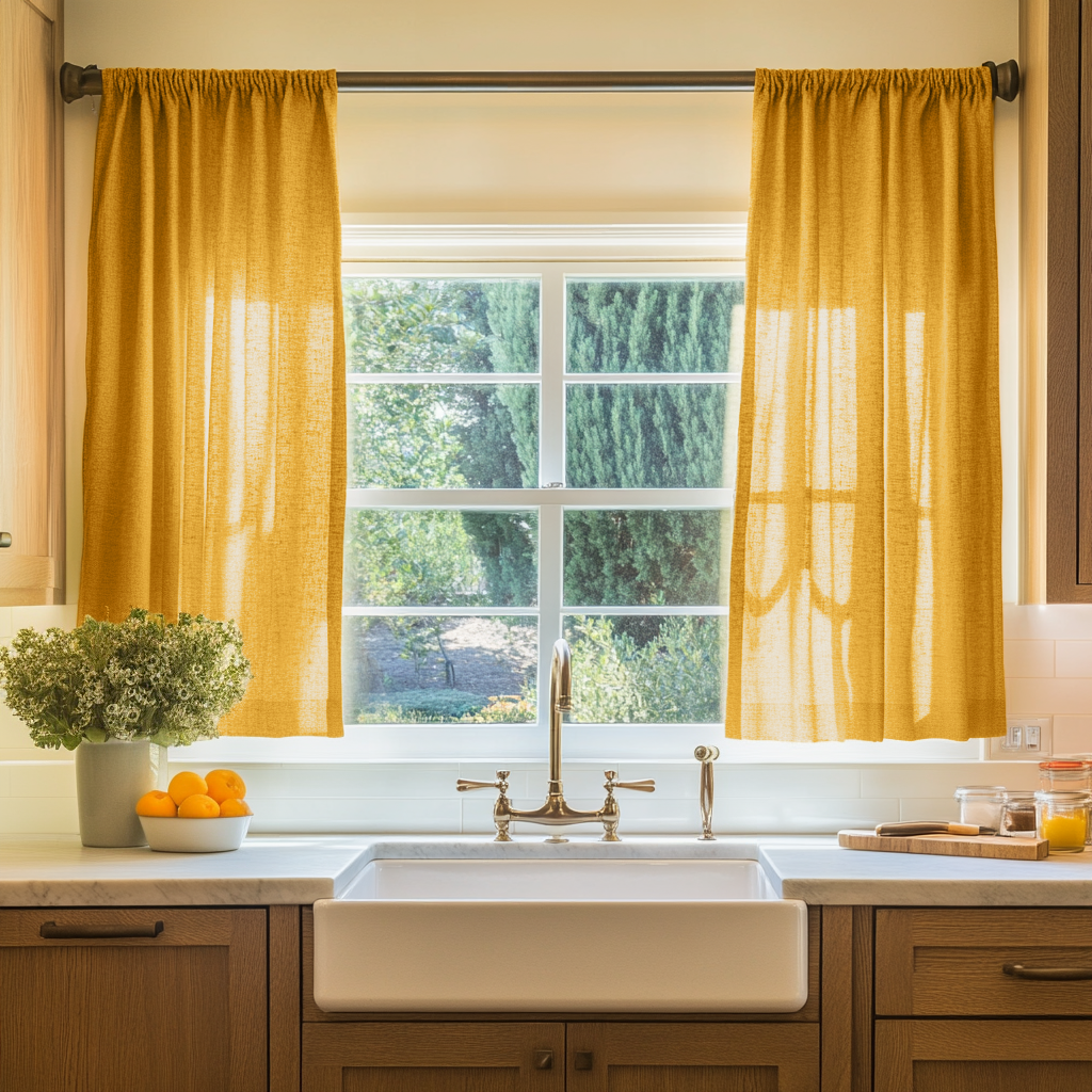 mustard-yellow-linen-cafe-kitchen-curtains-half-curtain-panel-for