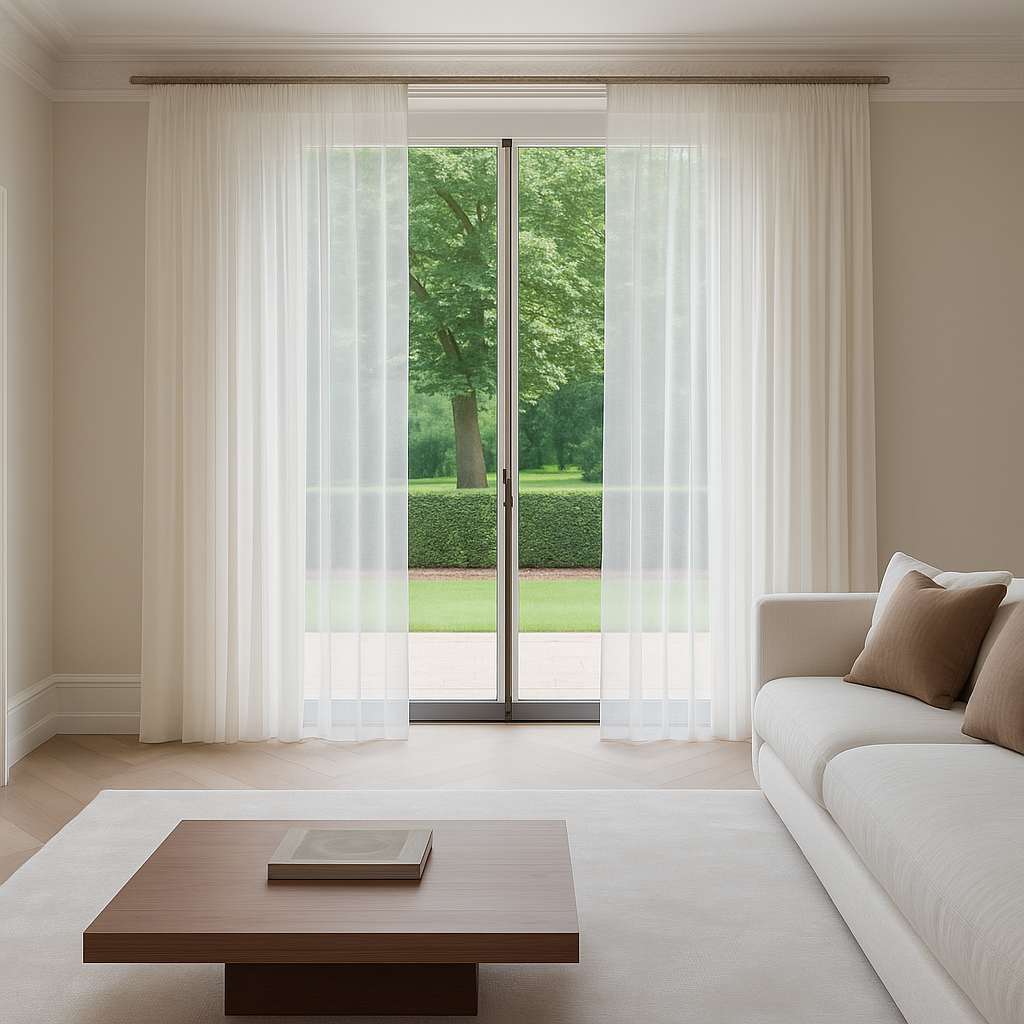 Off-White Pencil Pleat Sheer Linen Curtains