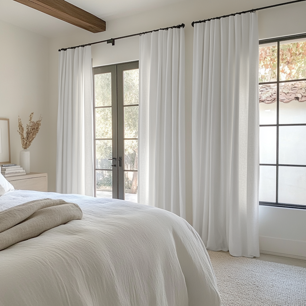 Off-White Ivory Bedroom Curtains