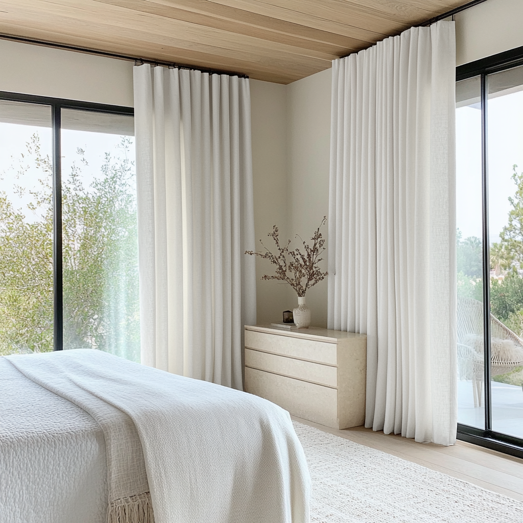 Off-White Ivory Bedroom Curtain