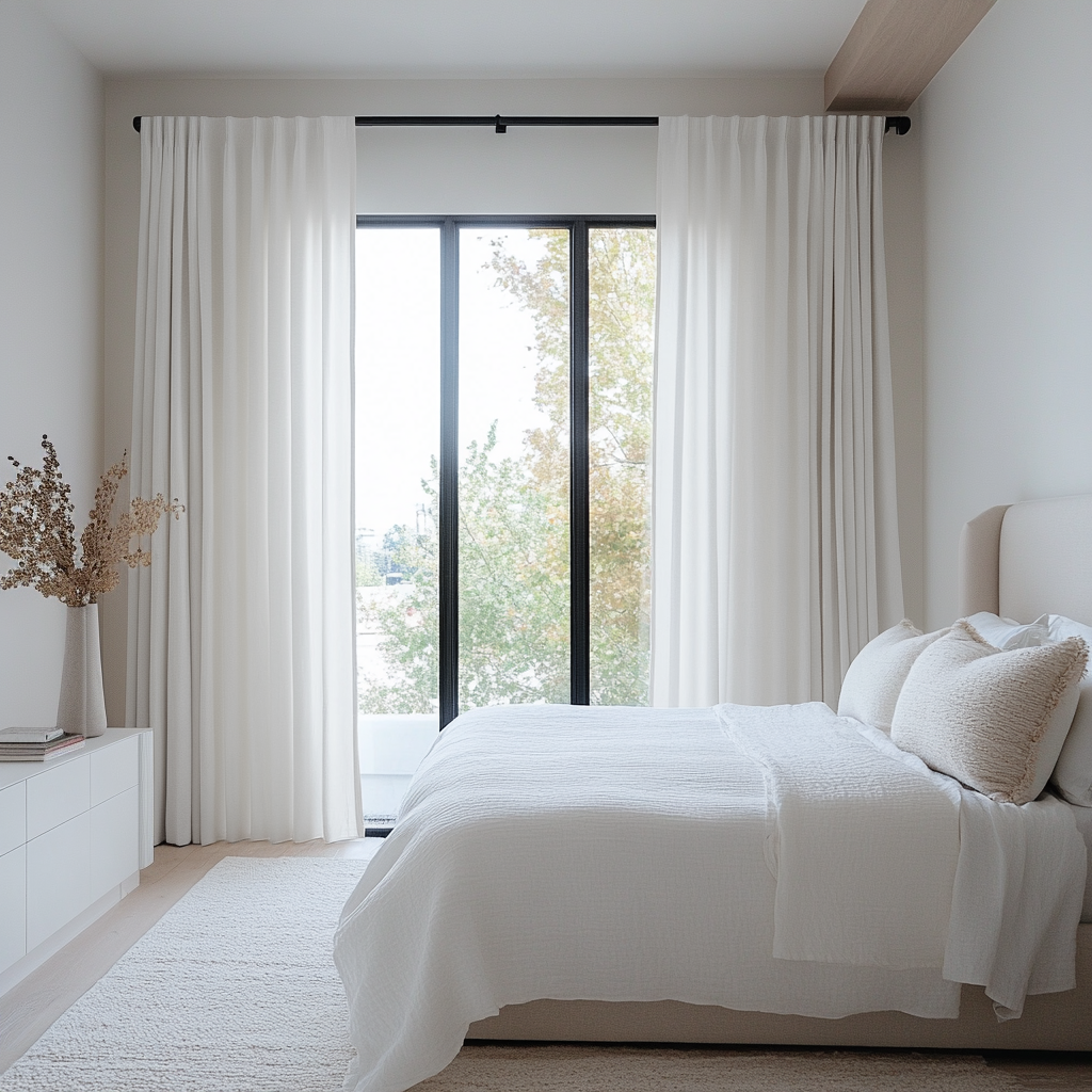 Off-White Ivory Bedroom Curtains - Unlined